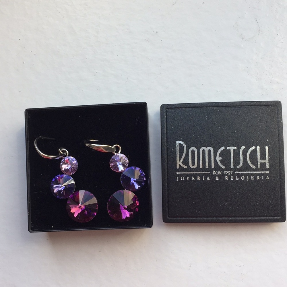Last day!! Rometsch purple crystal silver earrings
